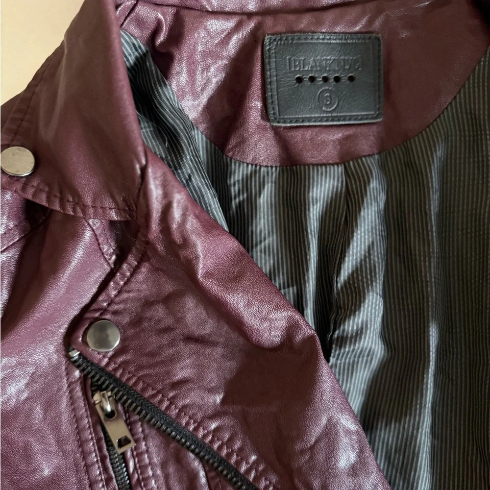 Blank NYC Red Leather Motorcycle Jacket with Quilted Shoulders - Picture 5 of 6